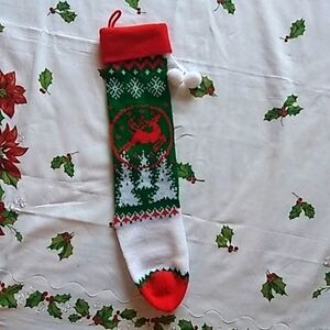 Knit Christmas Sweater Stocking Reindeer